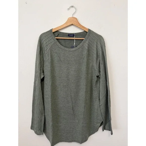 NWT SAMPEEL Women's Crewneck Sweatshirt Tunic – Green – Size XL - Picture 2 of 5